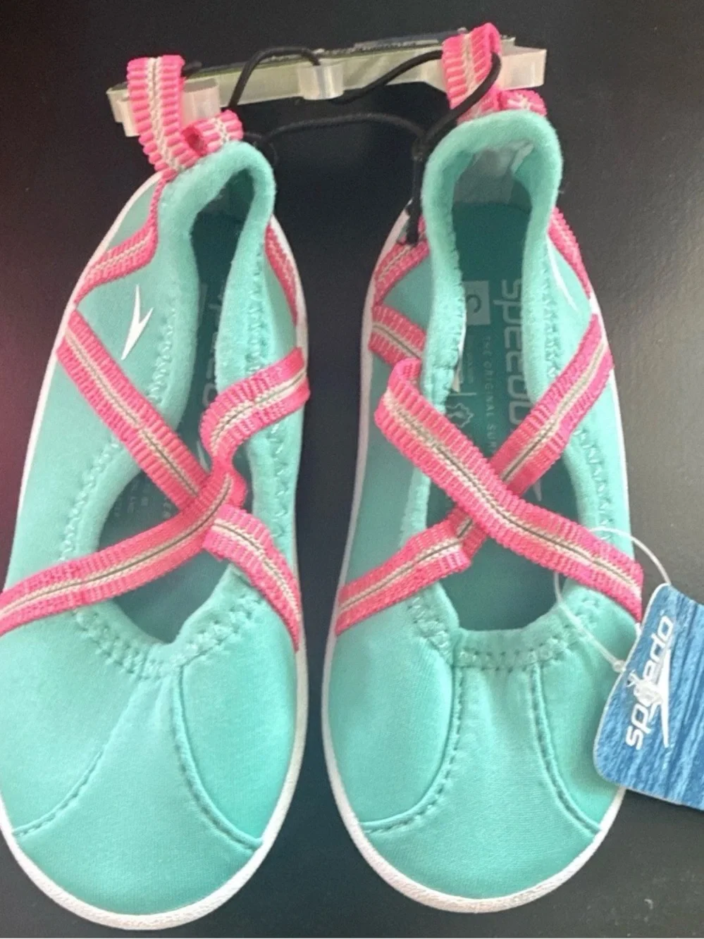 Speedo Girls Teal Water Shoes with Pink Straps